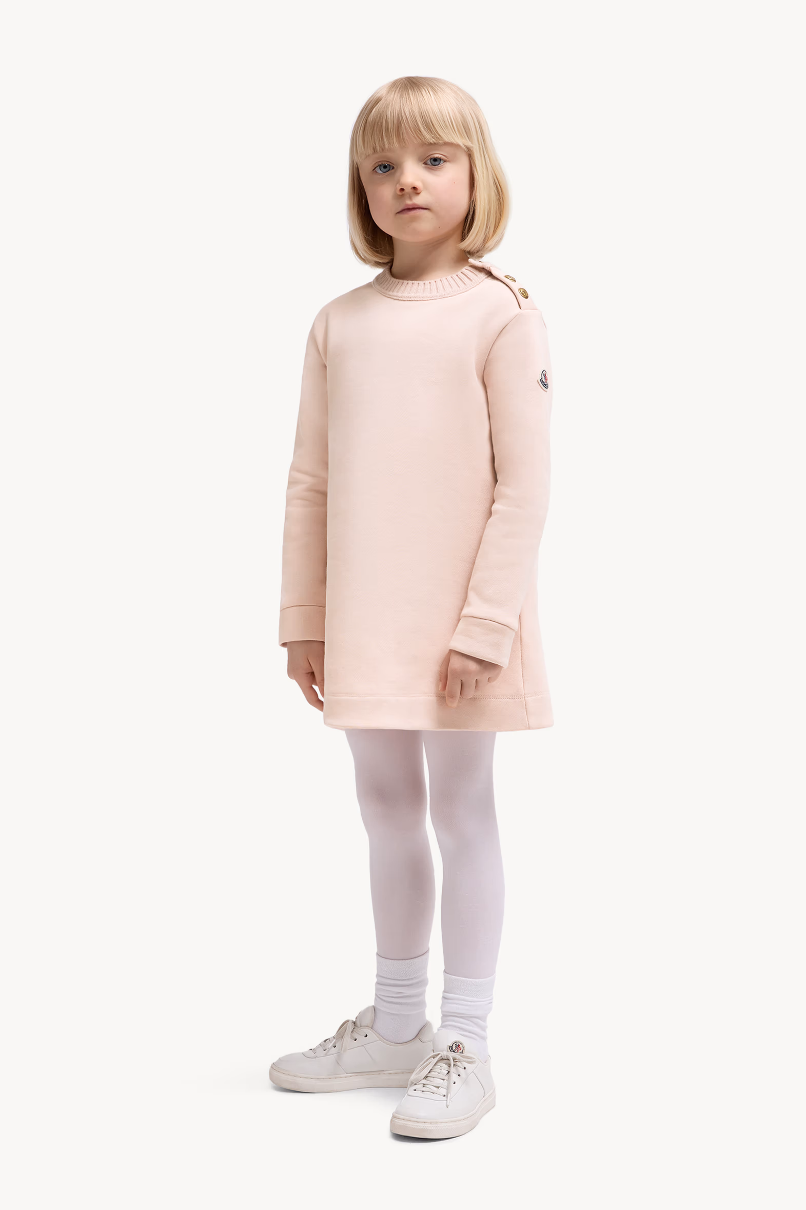Robe sweat en coton Fille Rose Clair Moncler 2